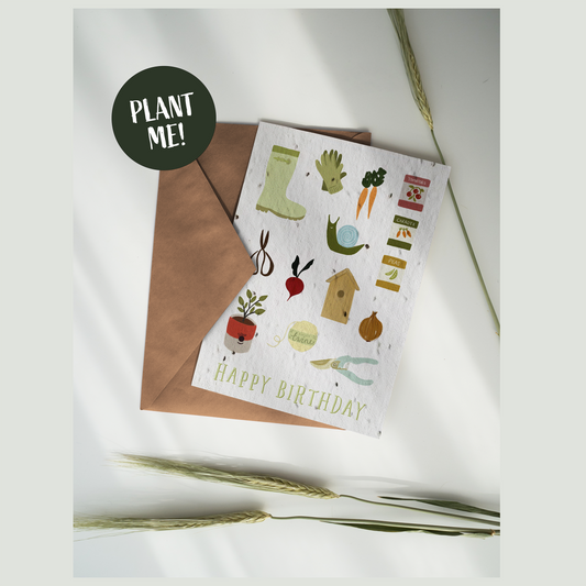 Gardening Happy Birthday Plantable Greeting Card
