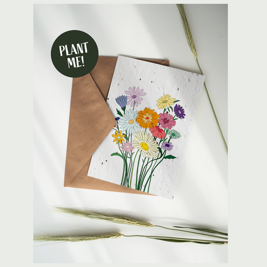 Illustrated Flower Plantable Card